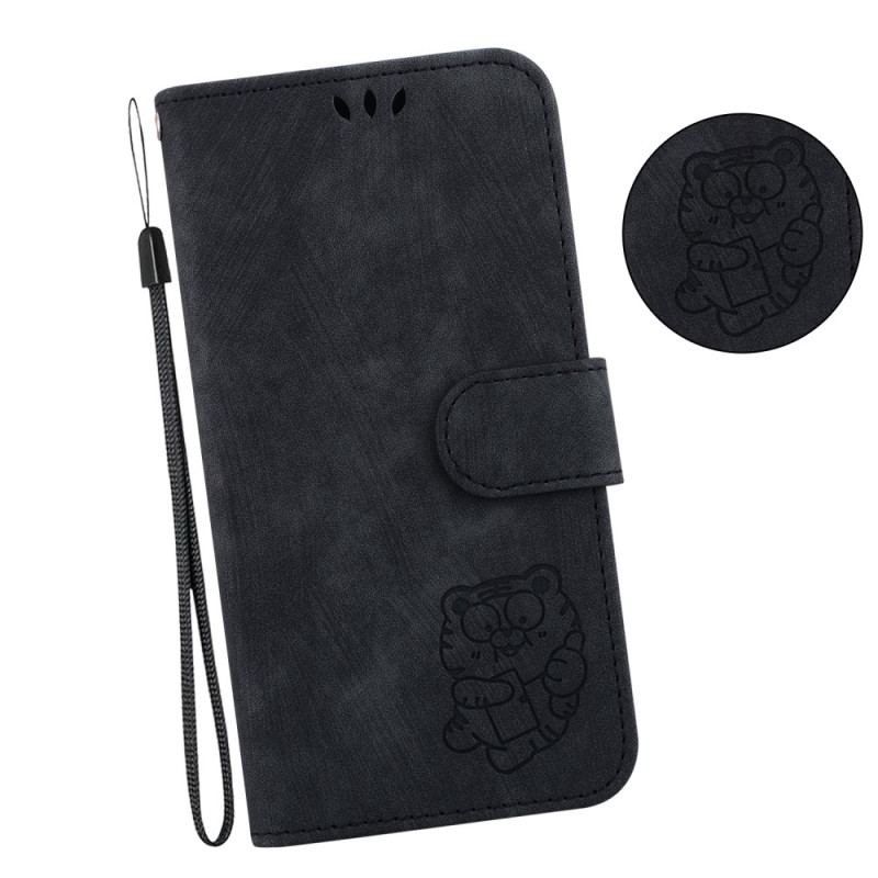 Capa Folio Para iPhone 15 Pro Tigre Fofo