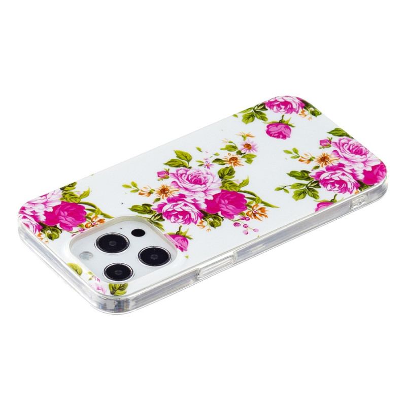 Capa Para iPhone 15 Pro Flores Fluorescentes