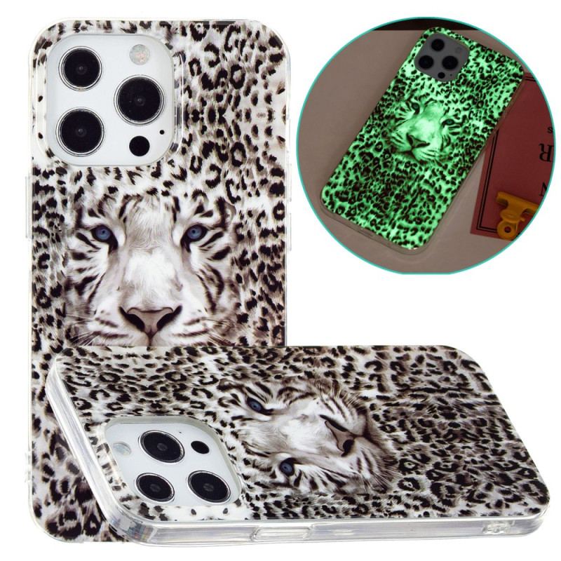 Capa Para iPhone 15 Pro Leopardo Fluorescente
