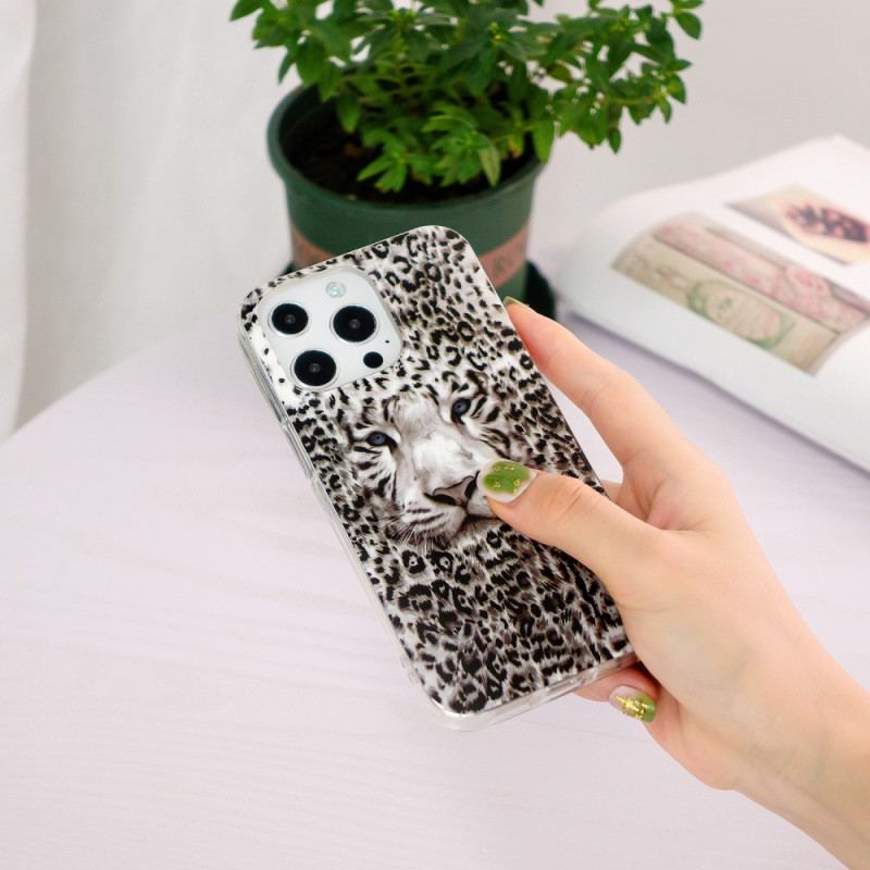 Capa Para iPhone 15 Pro Leopardo Fluorescente