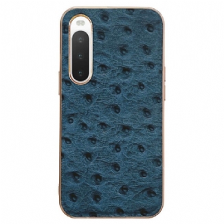 Capa De Celular Para Sony Xperia 10 IV Estilo Avestruz De Couro Genuíno