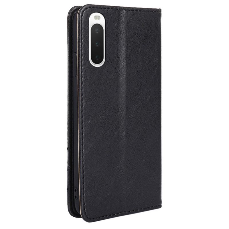 Capa De Celular Para Sony Xperia 10 IV Flip Rebite Decorativo De Couro Falso