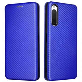 Capa De Celular Para Sony Xperia 10 IV Flip Textura De Fibra De Carbono