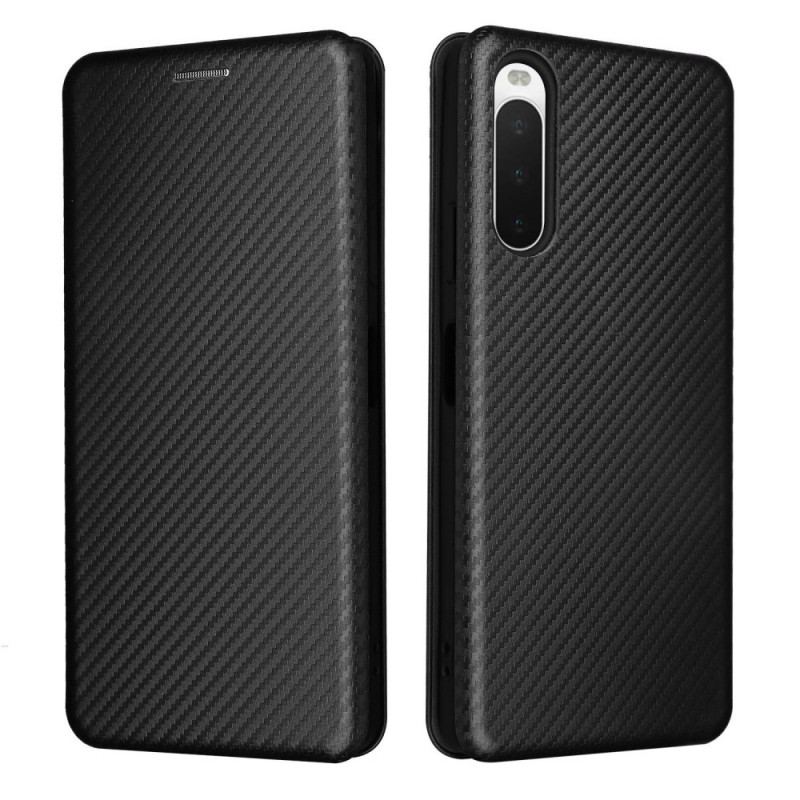 Capa De Celular Para Sony Xperia 10 IV Flip Textura De Fibra De Carbono