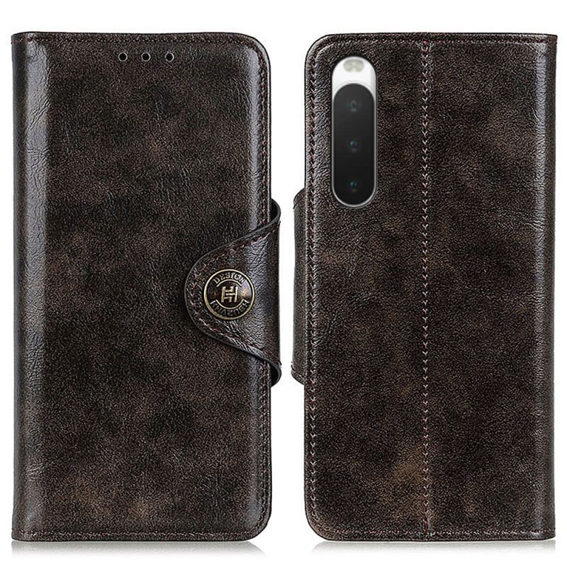 Capa De Couro Para Sony Xperia 10 IV Botão De Fecho