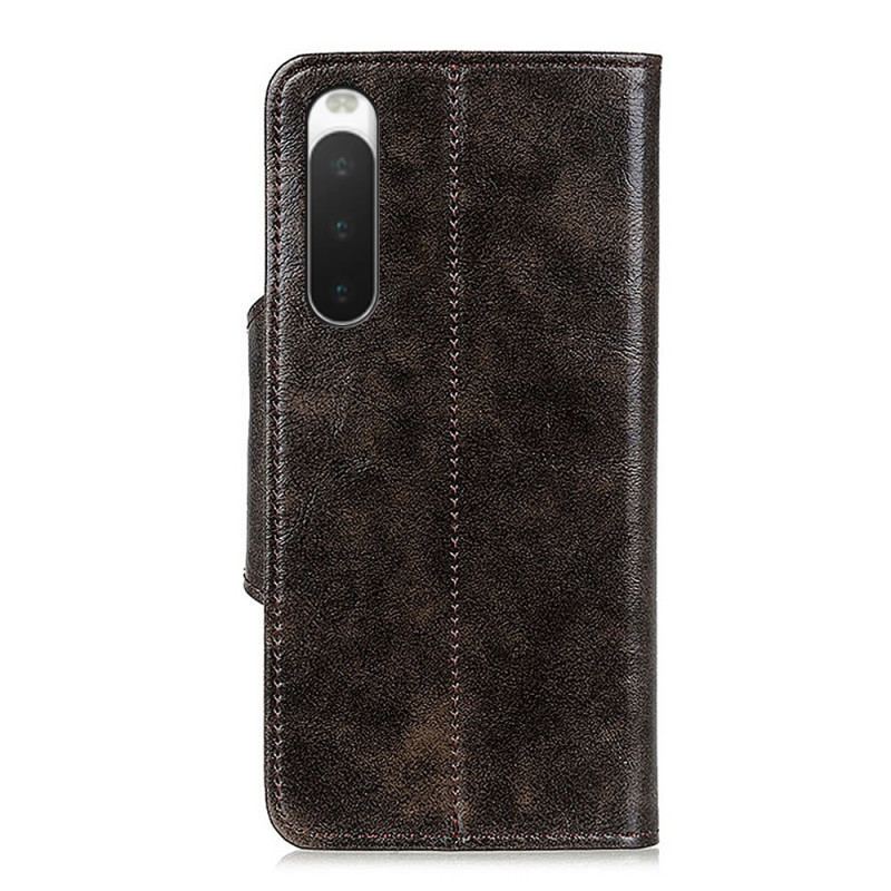 Capa De Couro Para Sony Xperia 10 IV Botão De Fecho