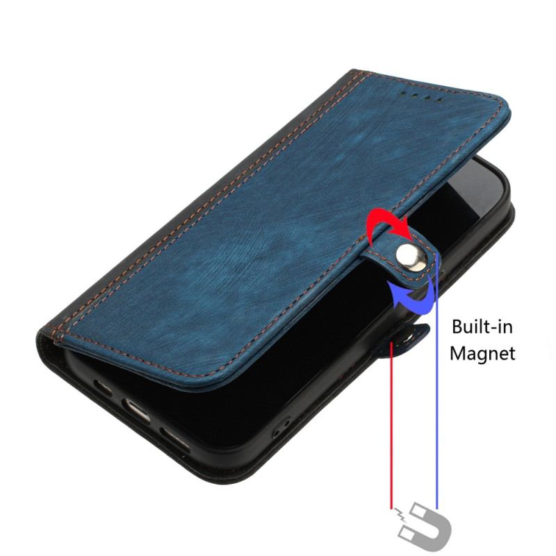 Capa De Couro Para Sony Xperia 10 IV Dois Tons Com Alça