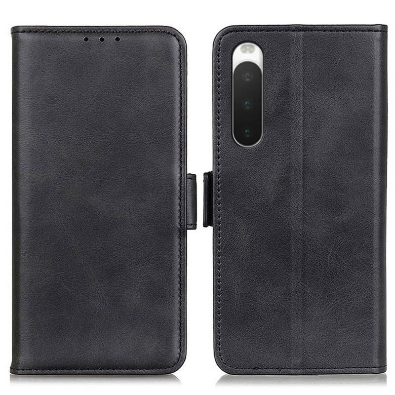 Capa De Couro Para Sony Xperia 10 IV Fecho Duplo