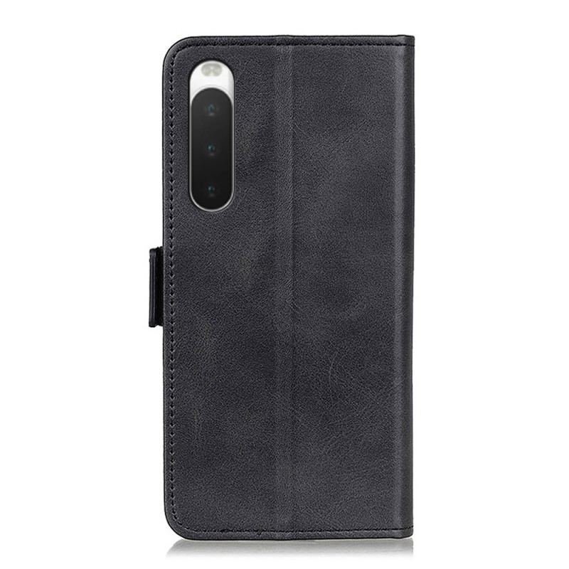 Capa De Couro Para Sony Xperia 10 IV Fecho Duplo
