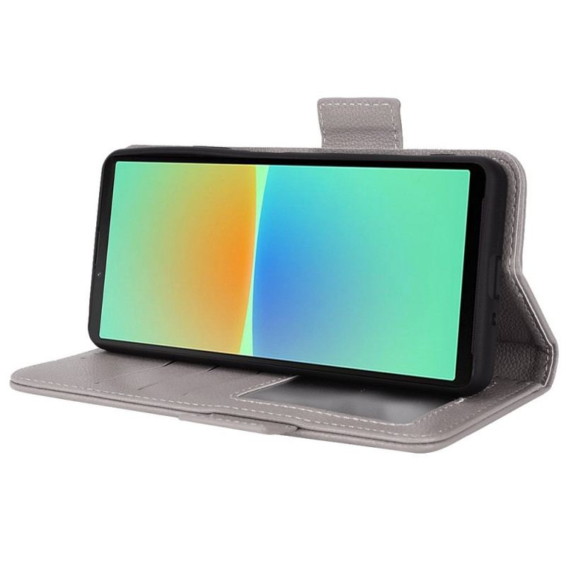 Capa De Couro Para Sony Xperia 10 IV Fecho Duplo Finesse
