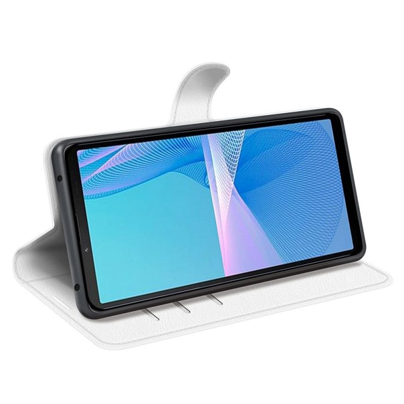 Capa De Couro Para Sony Xperia 10 IV Couro Sintético De Lichia Clássico