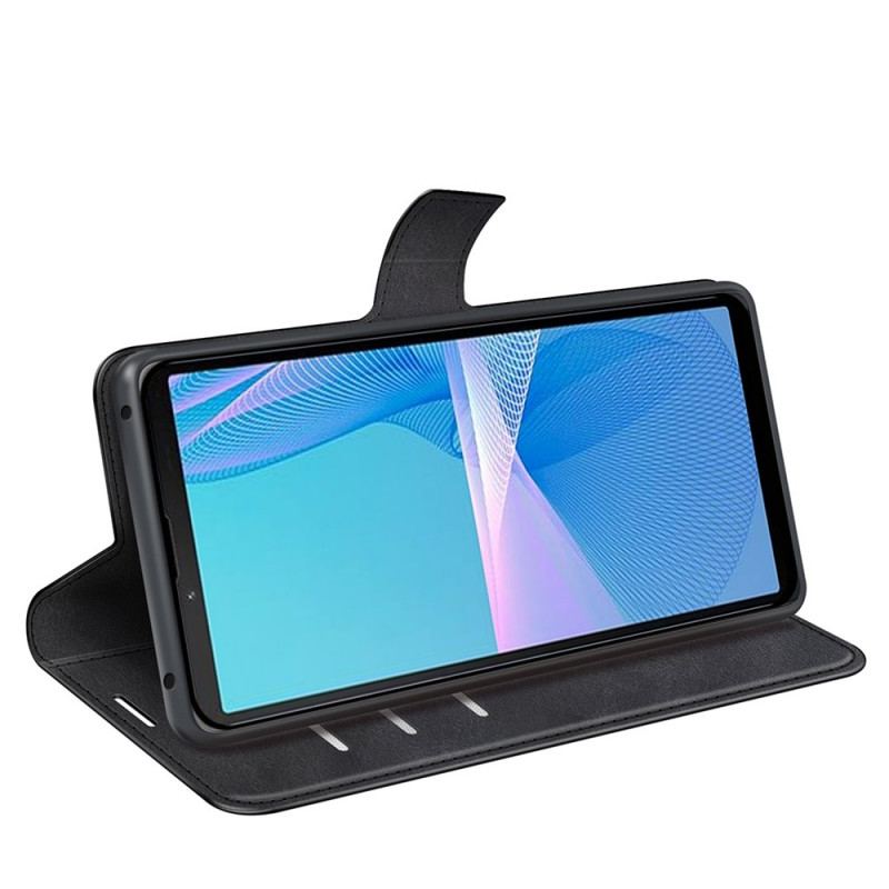Capa Em Pele Para Sony Xperia 10 IV Efeito Couro Retrô
