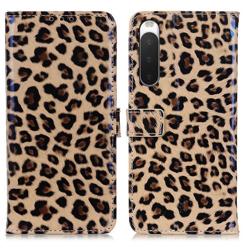 Capa Em Pele Para Sony Xperia 10 IV Efeito Pele De Leopardo