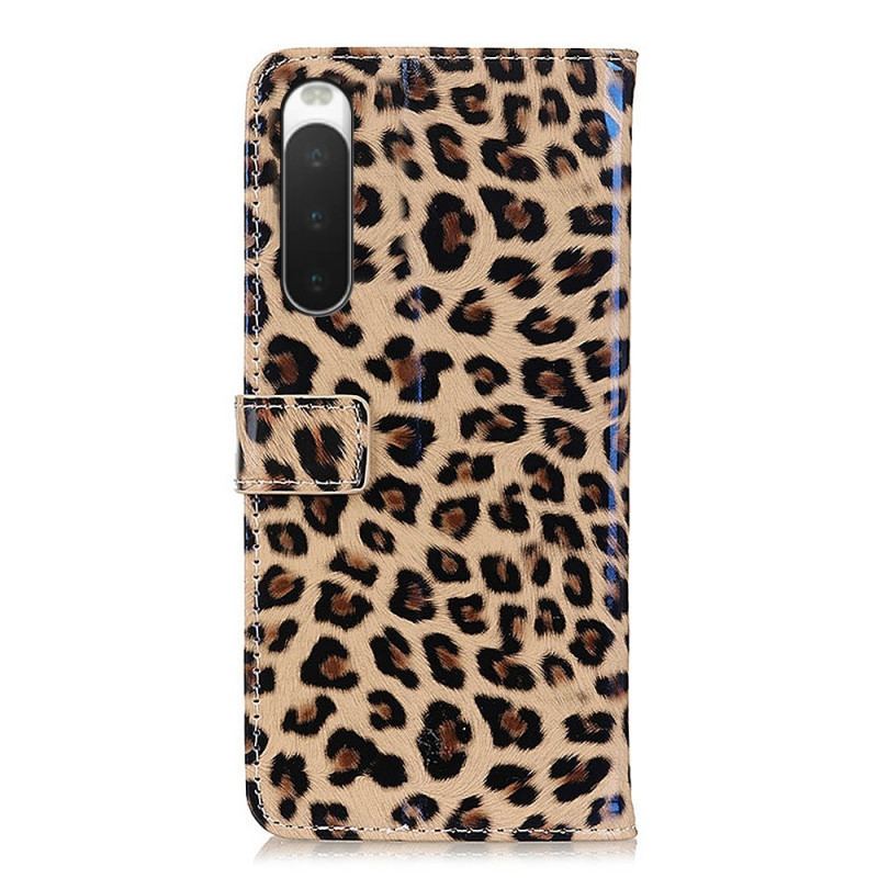 Capa Em Pele Para Sony Xperia 10 IV Efeito Pele De Leopardo