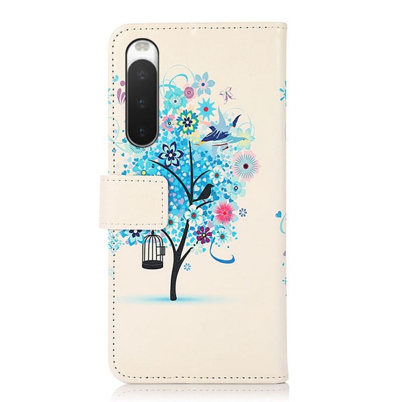 Capa Flip Para Sony Xperia 10 IV Árvore Florida