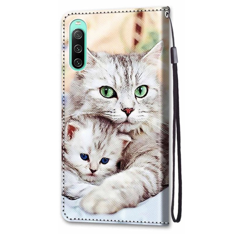 Capa Flip Para Sony Xperia 10 IV Família De Gatos