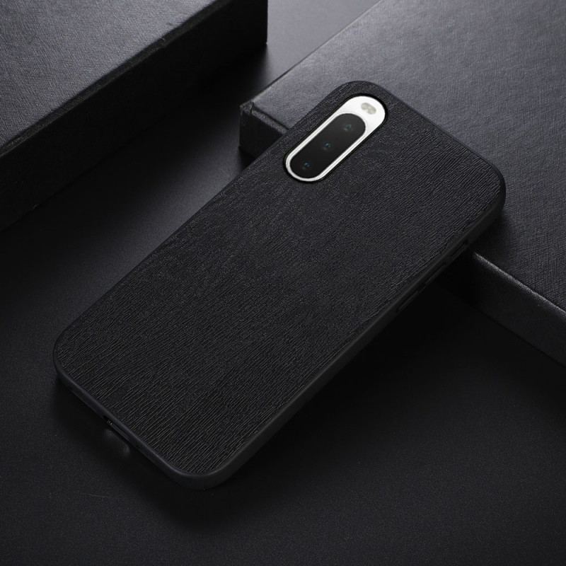 Capa Para Sony Xperia 10 IV Couro Falso Textura De Madeira