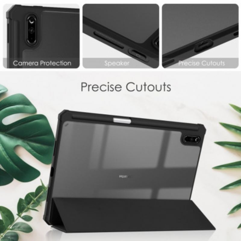 Capa De Celular Para Huawei MatePad 11 (2021) Couro Falso E Costas Transparentes