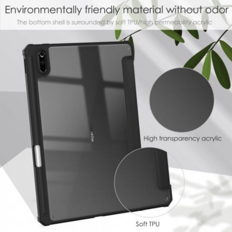 Capa De Celular Para Huawei MatePad 11 (2021) Couro Falso E Costas Transparentes