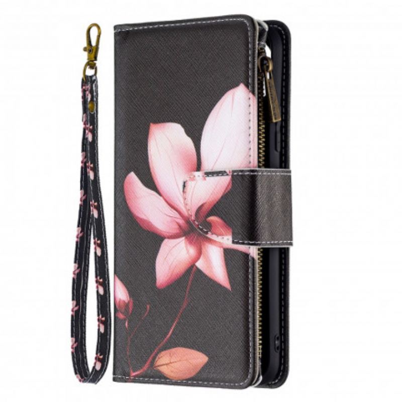 Capa Flip Para Realme C11 Bolso Com Zíper Flor