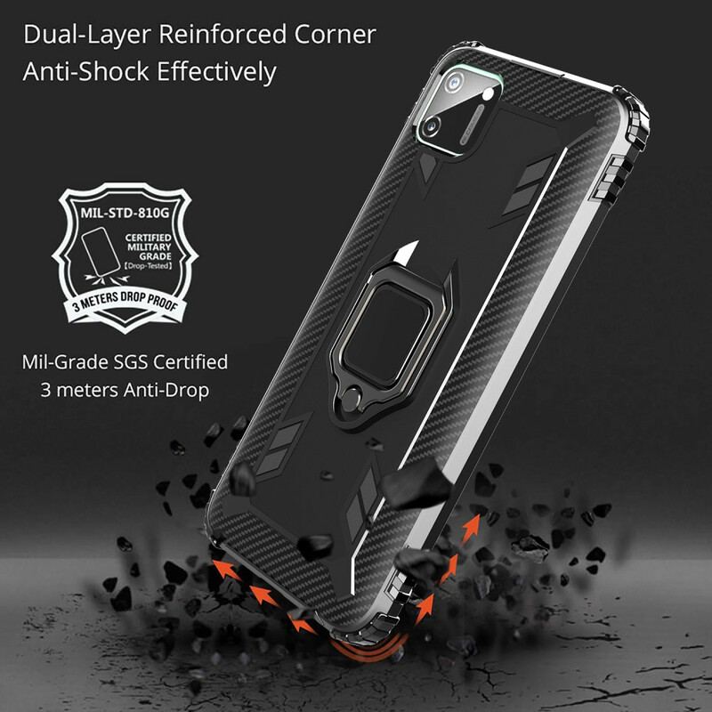 Capa Para Realme C11 Anel E Fibra De Carbono