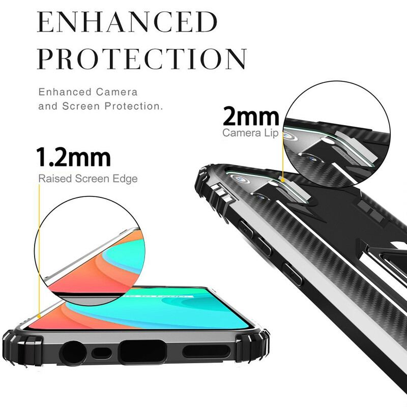 Capa Para Realme C11 Anel E Fibra De Carbono