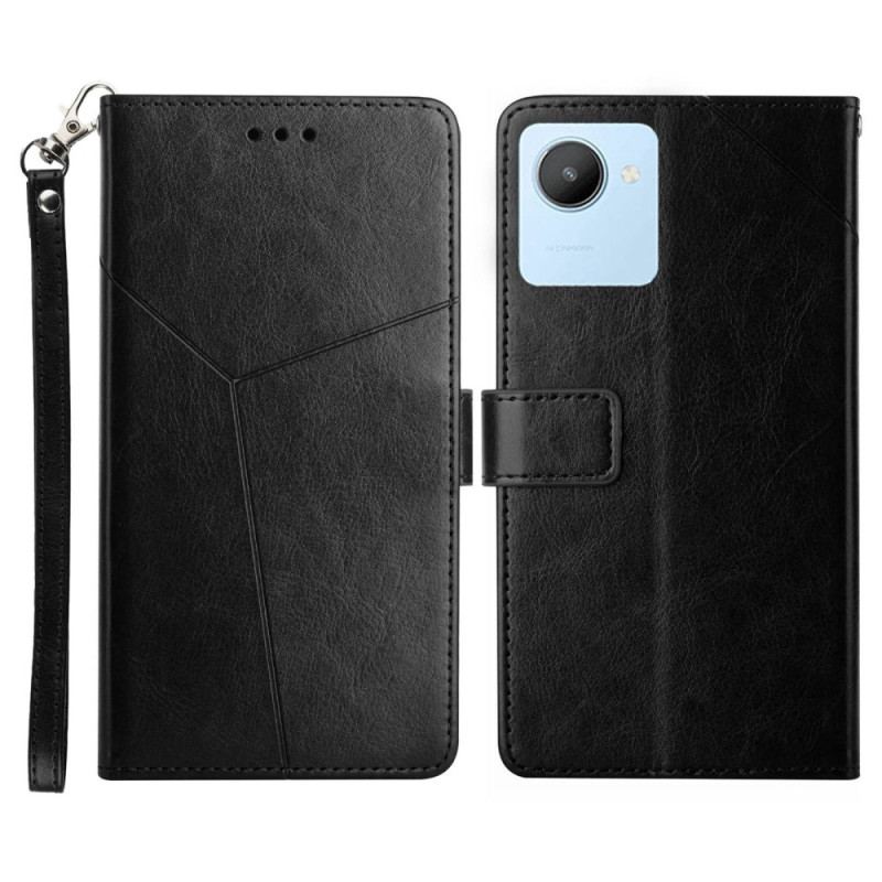 Capa Flip Para Realme C30 De Cordão Corda Y Linhas