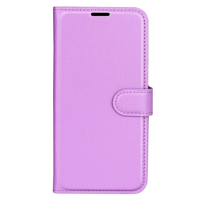 Capa Flip Para Realme C30 Textura Clássica De Lichia