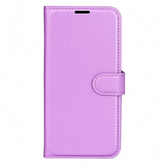 Capa Flip Para Realme C30 Textura Clássica De Lichia