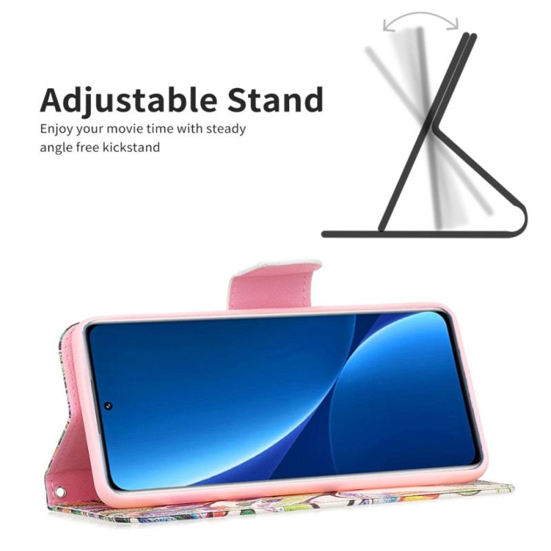 Capa De Couro Para Xiaomi Redmi 10C Aquarela Árvore