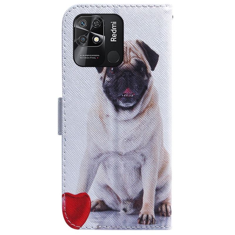 Capa De Couro Para Xiaomi Redmi 10C Cachorro Pug