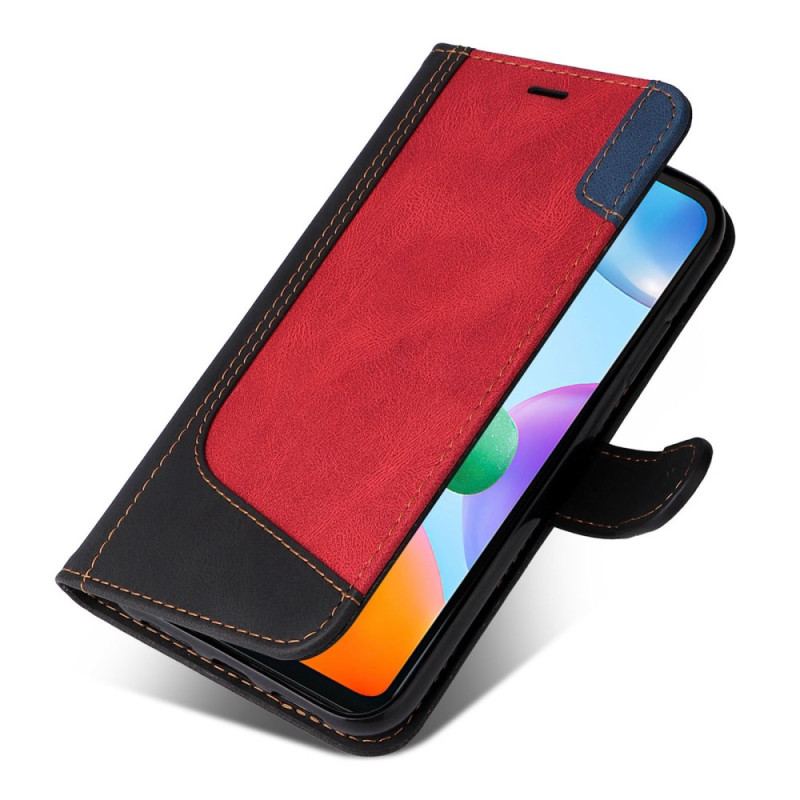 Capa De Couro Para Xiaomi Redmi 10C De Cordão Cinta Tricolor