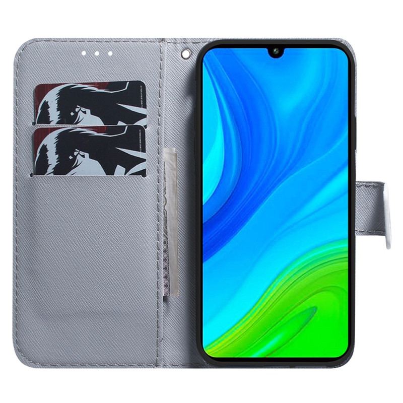 Capa De Couro Para Xiaomi Redmi 10C Corujas Pintando