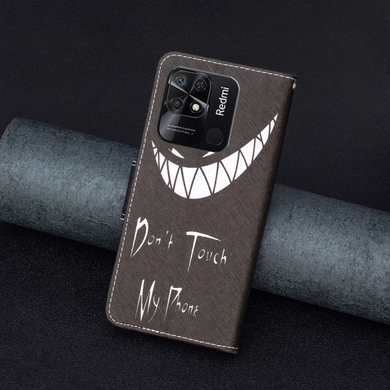 Capa Em Pele Para Xiaomi Redmi 10C Não Toque No Meu Telefone