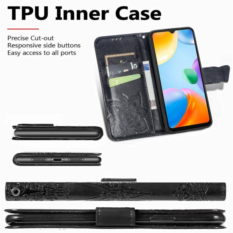 Capa Flip Para Xiaomi Redmi 10C Borboleta Barroca