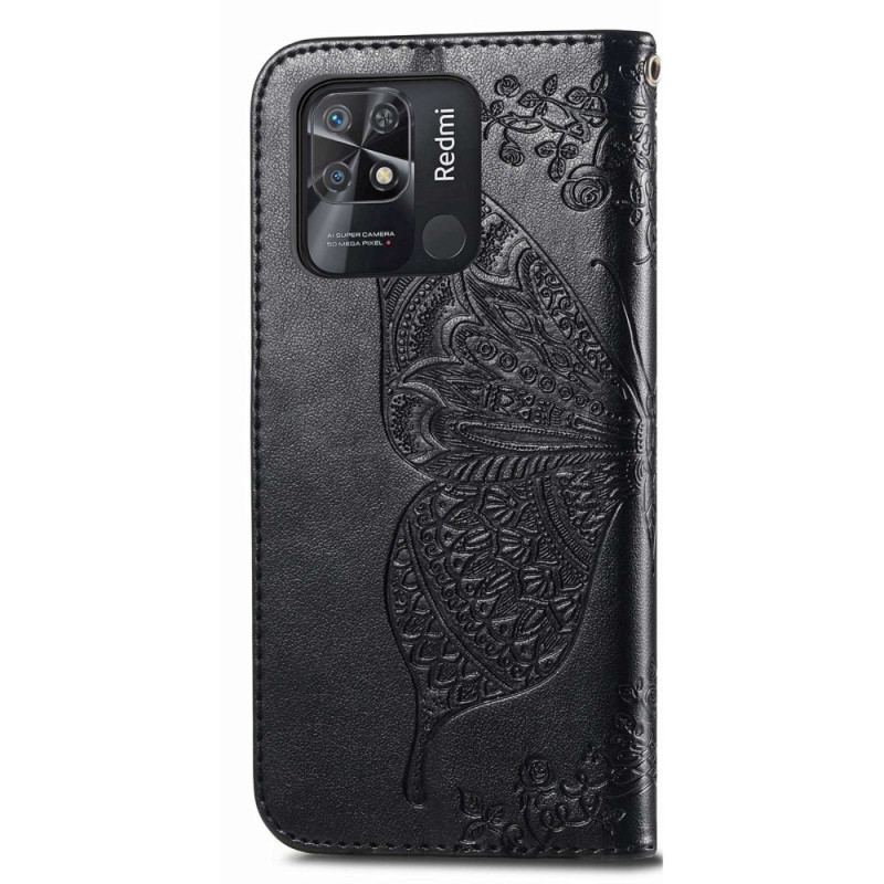 Capa Flip Para Xiaomi Redmi 10C Borboleta Barroca