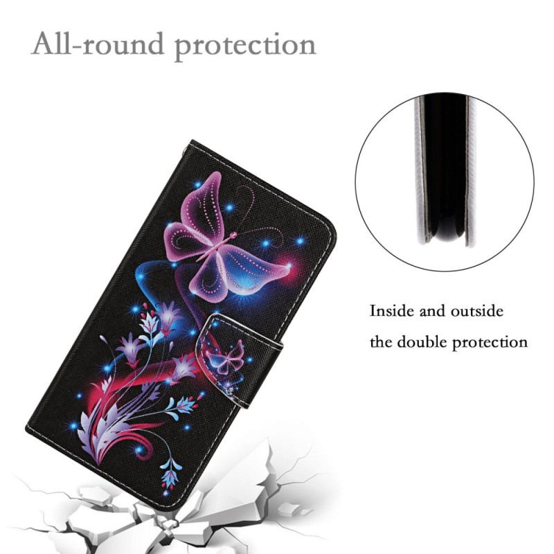 Capa Flip Para Xiaomi Redmi 10C De Cordão Dança Da Borboleta Strappy