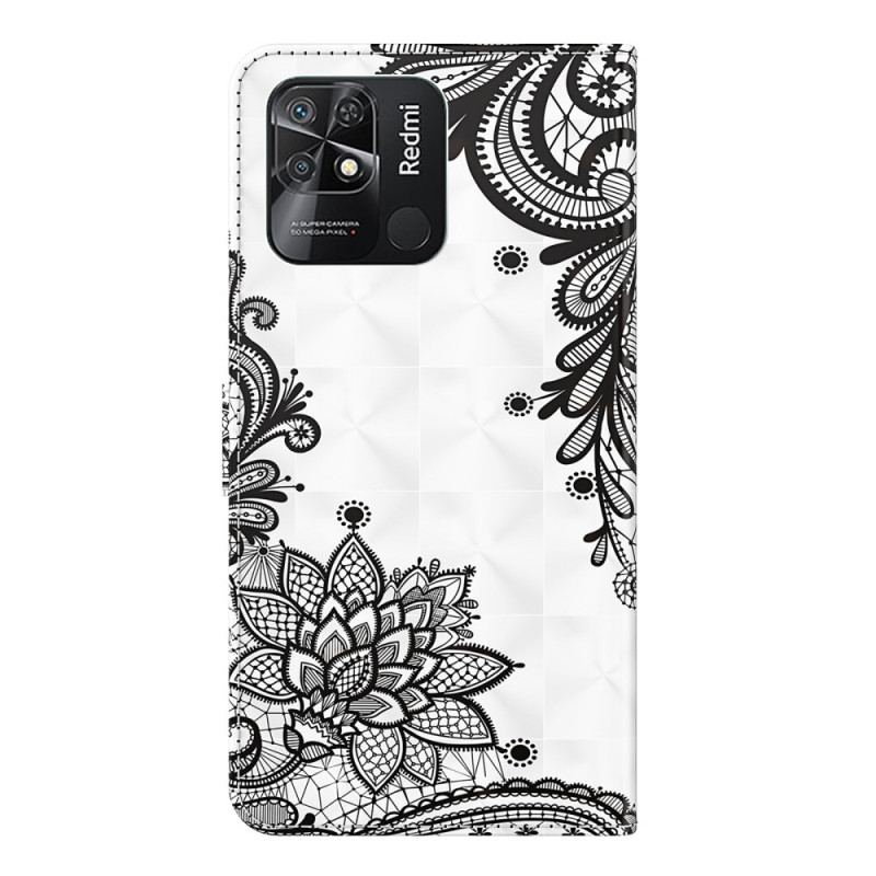 Capa Flip Para Xiaomi Redmi 10C De Cordão Renda Strappy