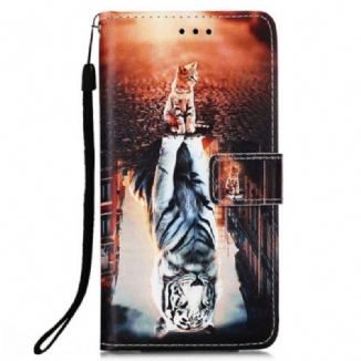Capa Flip Para Xiaomi Redmi 10C De Cordão Sonho De Gatinha Strappy