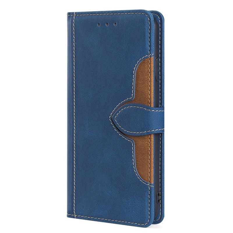 Capa Flip Para Xiaomi Redmi 10C Couro Sintético Bicolor Estiloso