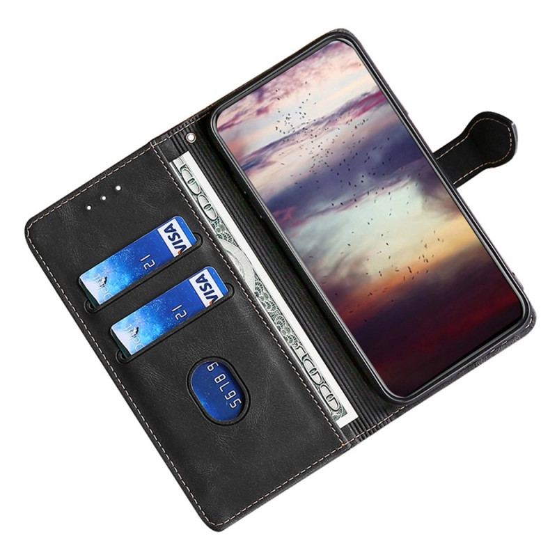 Capa Flip Para Xiaomi Redmi 10C Couro Sintético Bicolor Estiloso