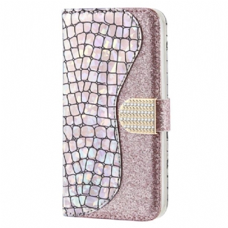 Capa Flip Para Xiaomi Redmi 10C Diamantes De Crocodilo
