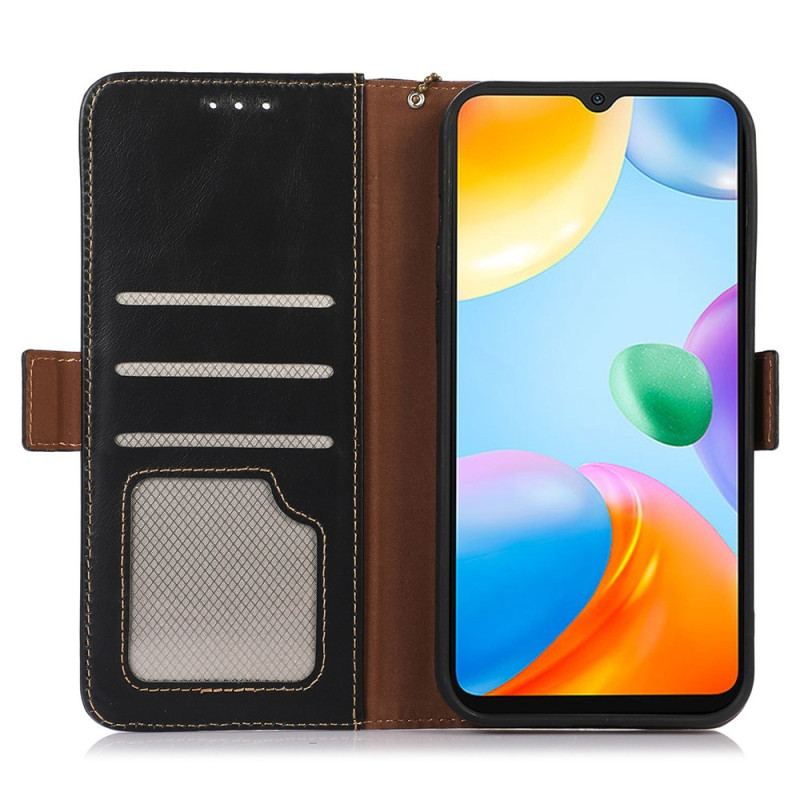 Capa Flip Para Xiaomi Redmi 10C Função Rfid De Couro Genuíno