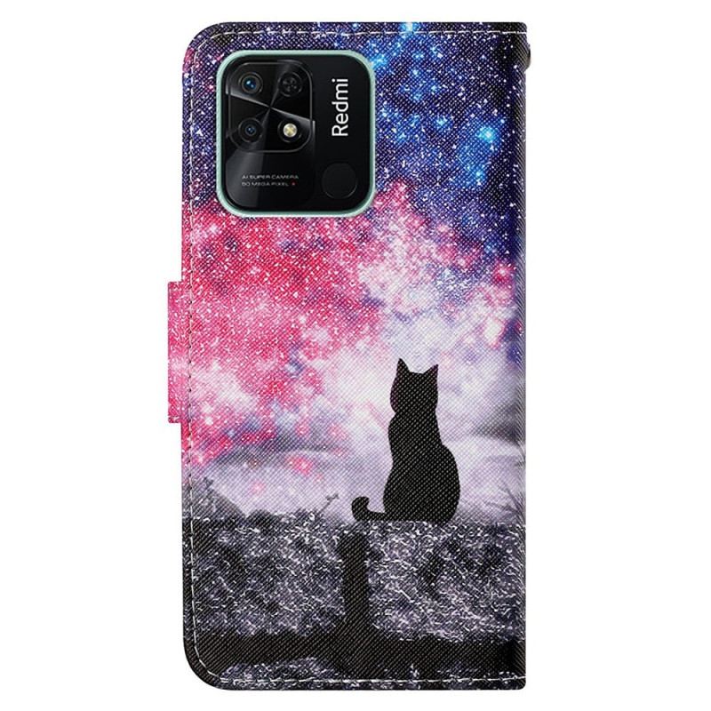 Capa Flip Para Xiaomi Redmi 10C Gato Da Noite