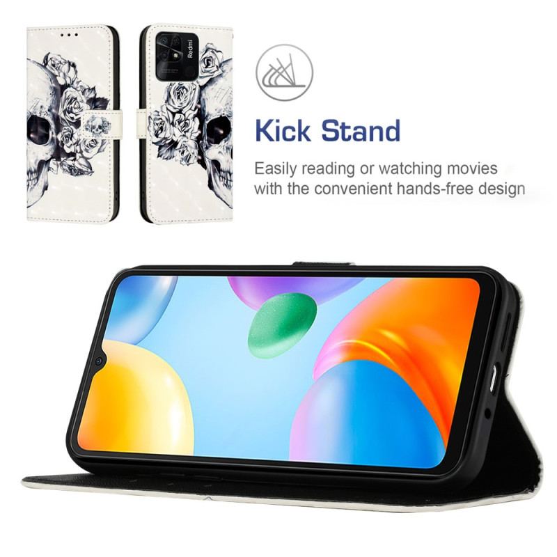 Capa Folio Para Xiaomi Redmi 10C De Cordão Crânio Com Alça
