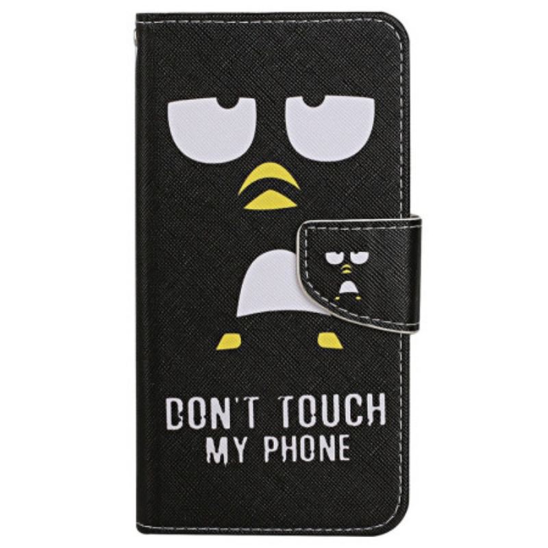 Capa Folio Para Xiaomi Redmi 10C De Cordão Não Toque Na Alça Do Meu Telefone