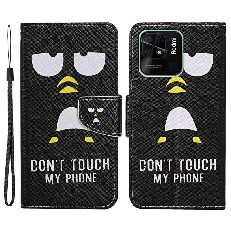 Capa Folio Para Xiaomi Redmi 10C De Cordão Não Toque Na Alça Do Meu Telefone