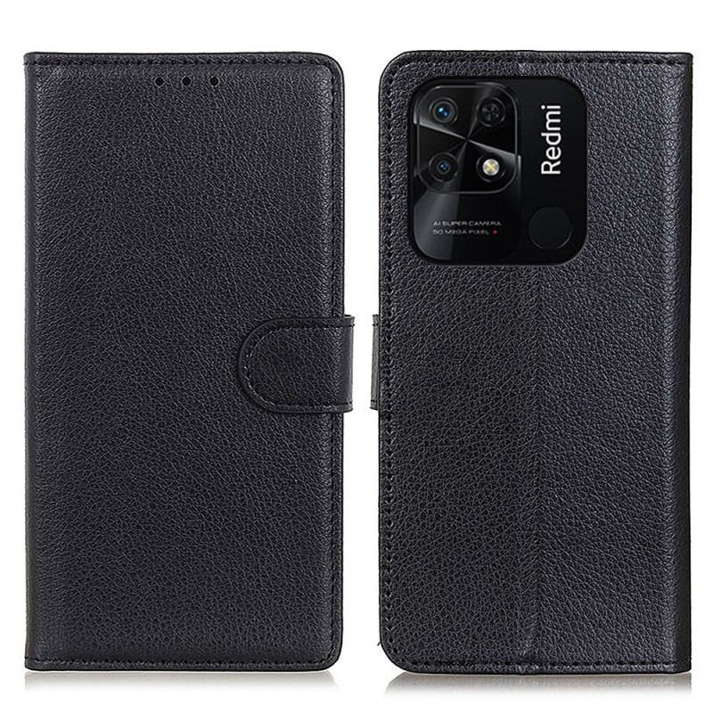 Capa Folio Para Xiaomi Redmi 10C Couro Falso Tradicional