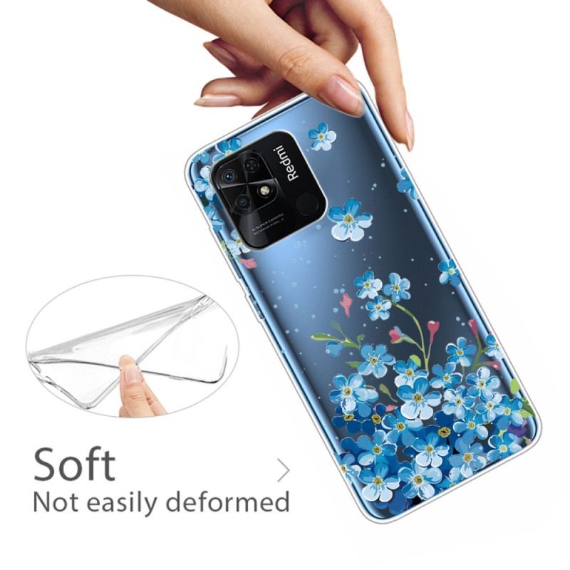 Capa Para Xiaomi Redmi 10C Flores Azuis Sem Costura