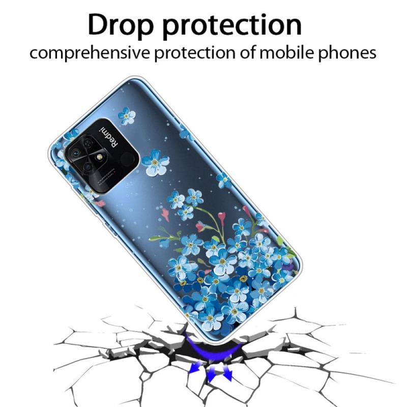 Capa Para Xiaomi Redmi 10C Flores Azuis Sem Costura